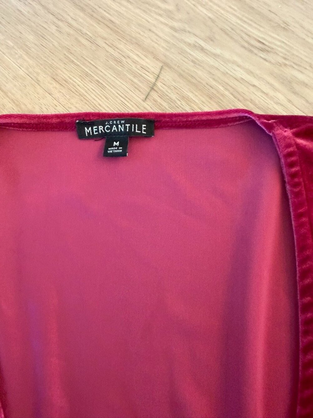 J Crew Mercantile Velvet Wrap Top Womens Sz M Berry Red Stretch Ballerina Blouse - Picture 7 of 7